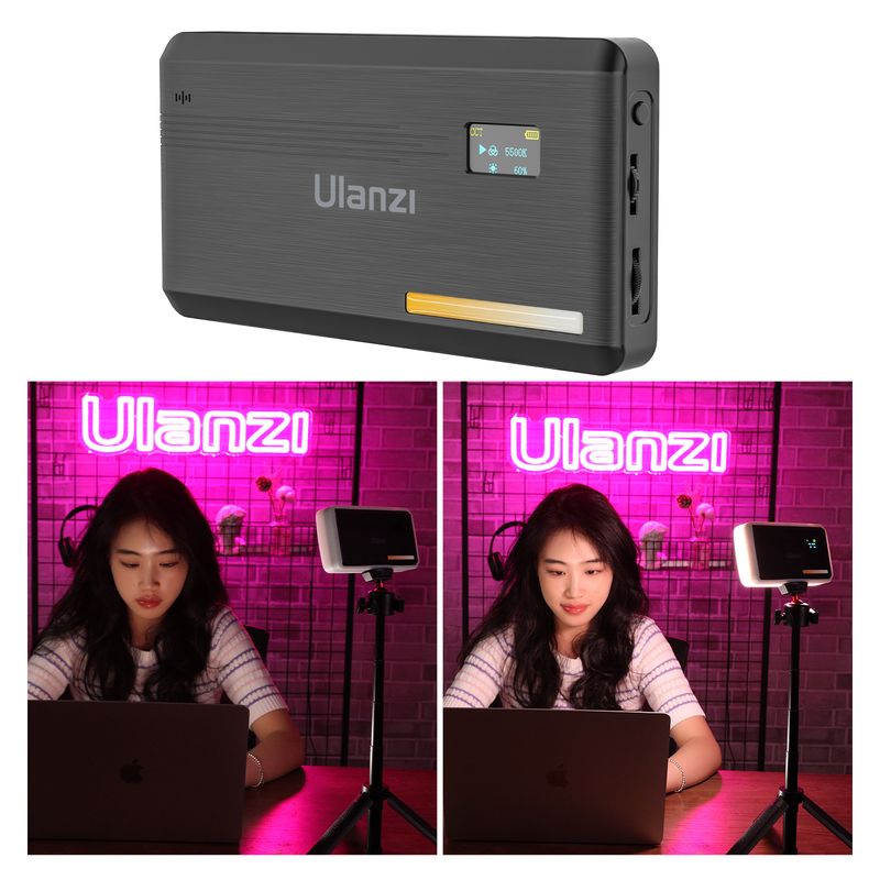 Ulanzi VL200 Rechargeable Camera Video Light with Soft Diffuser 5000mAh 2500K-9000K Smartphone Vlog Light Fill Light Youtube