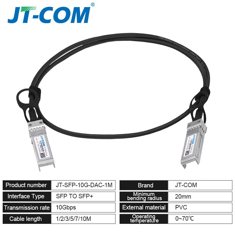 10Gb SFP+ DAC Twinax Cable, Passive, Compatible with Cisco SFP-H10GB-CU2M, Ubiquiti, Intel, Mikrotik, Netgear, D-Link, 1m,2m,5m