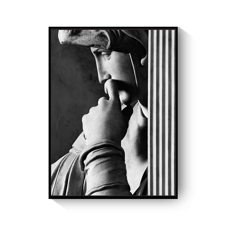 Decoration Picture Nordic Black and White Wall Mural Modern Retro Roman Column Figure Posters David Gypsum Sculpture Art Picture