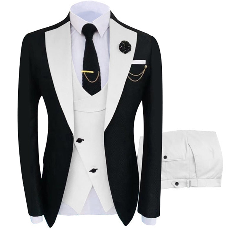 New Costume Homme Popular Clothing Luxury Party Stage Men&#39;s Suit Groomsmen Regular Fit Tuxedo 3 Peice Set Jacket+Trousers+Vest