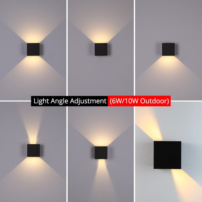 6W/10W LED Wall Light Outdoor Waterproof IP65 Porch Garden Wall Lamp &amp; Indoor Bedroom Bedside Decoration Lighting Lamp Aluminum