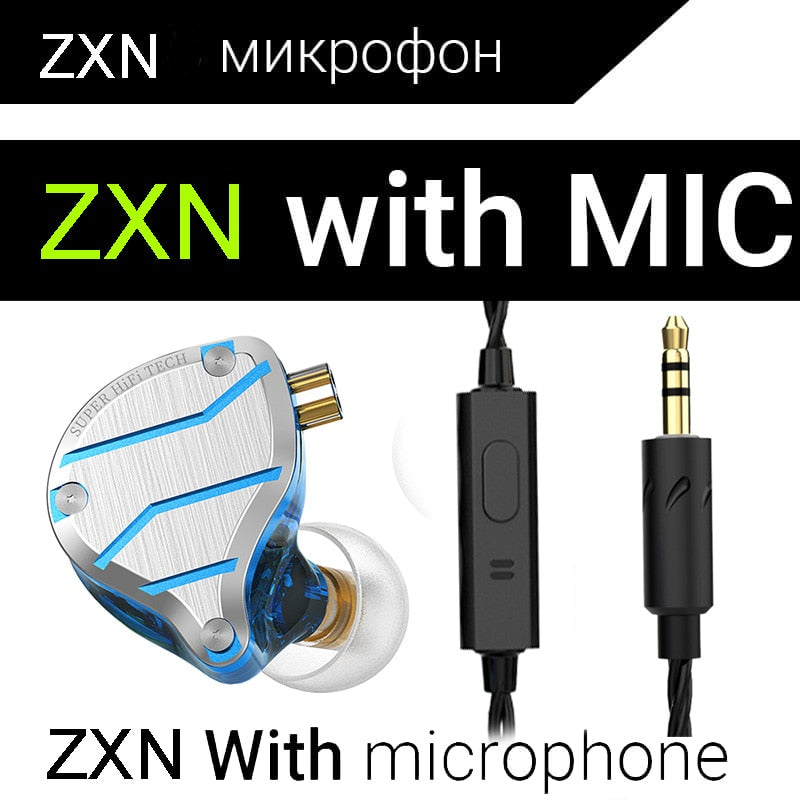 QKZ ZXN ZS10 Pro Gold Earphones HIFI Bass Earbuds In Ear Monitor Headphones Noise Cancelling Metal Headset ES4 ZST X ED9 ED12