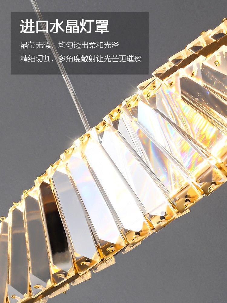 New Chandelier For Dining Room Light Luxury Crystal Chandelier Modern Bar Dining Room Long One-word Dining Table Pendant Light