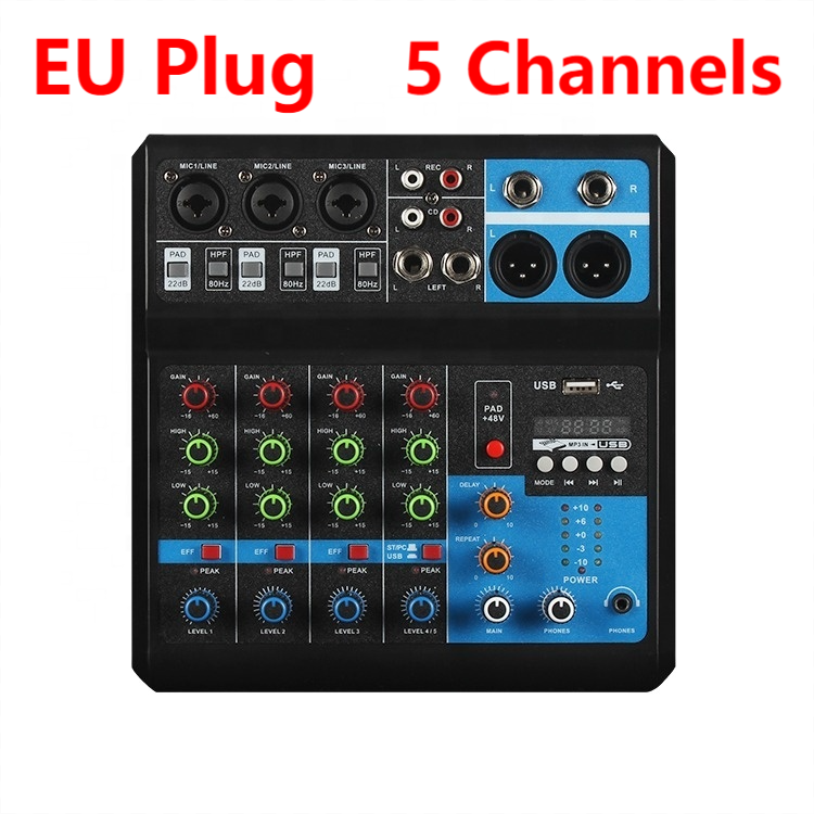 LEEDOAR AUDIO 4 5 Channel Professional Portable Mixer Sound Console Computer Input 48v Power Live Broadcast A4 A5 PK TEYUN JIY