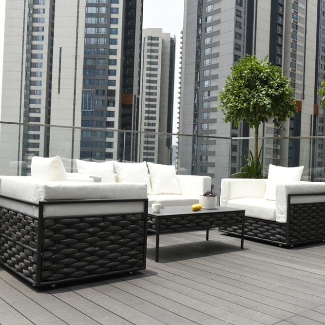 Cheap Modern New Wicker Dining Design Modern Patio Outdoor Garden Furniture Latest Design Garden Aluminum Frame Living Room