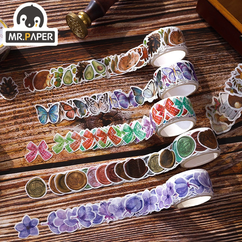 Mr. Paper 9 Styles Cartoon Special-shaped Washi Tape Cute Stickers Animal DIY Handbook Material Kawaii Stickers Decorative Tape