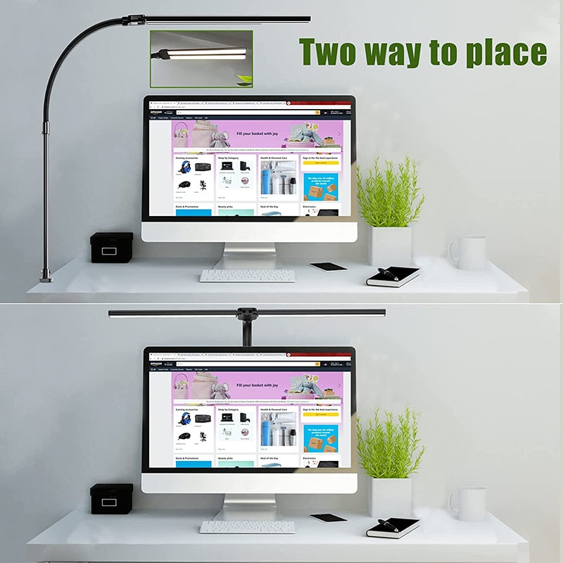 LAOPAO Double Head LED Desk Lamp EU/US Architect Desk Lamps Office 24W Brightest 5Color Modes and 5 Dimmable Eye Protection lamp