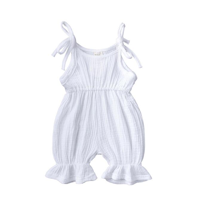 Summer Outfits Baby Girl Clothing Toddler Jumpsuit Fashion Cute Solid Sleeveless Cotton Linen Newborn Rompers Kids Clothes BC019