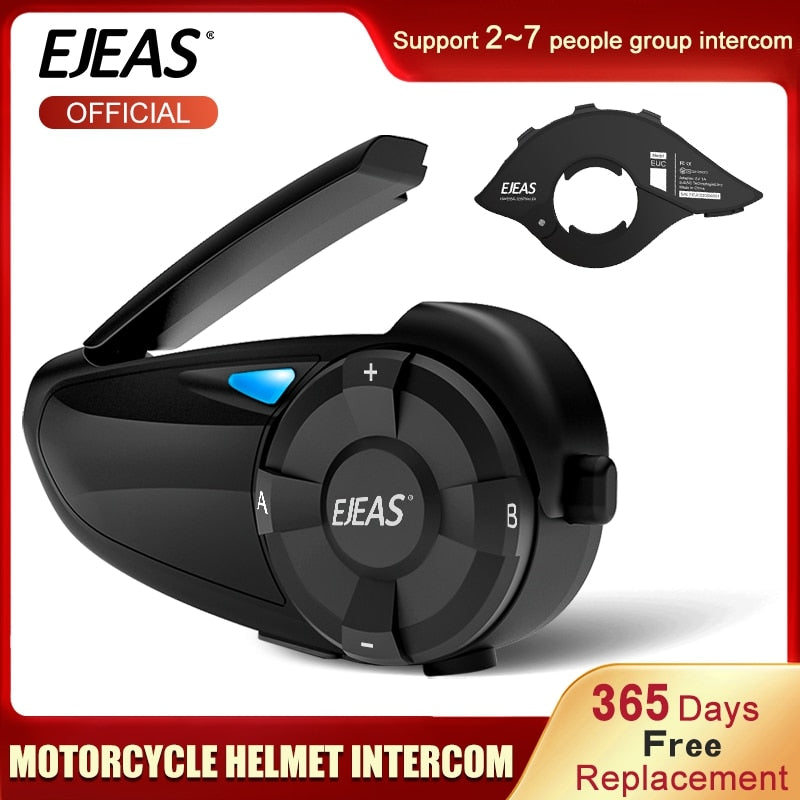 EJEAS Q7/Quick7 Bluetooth 5.0 Motorcycle Helmet Headset Intercom Up to 7 Riders Wireless Waterproof Interphone Headsets FM