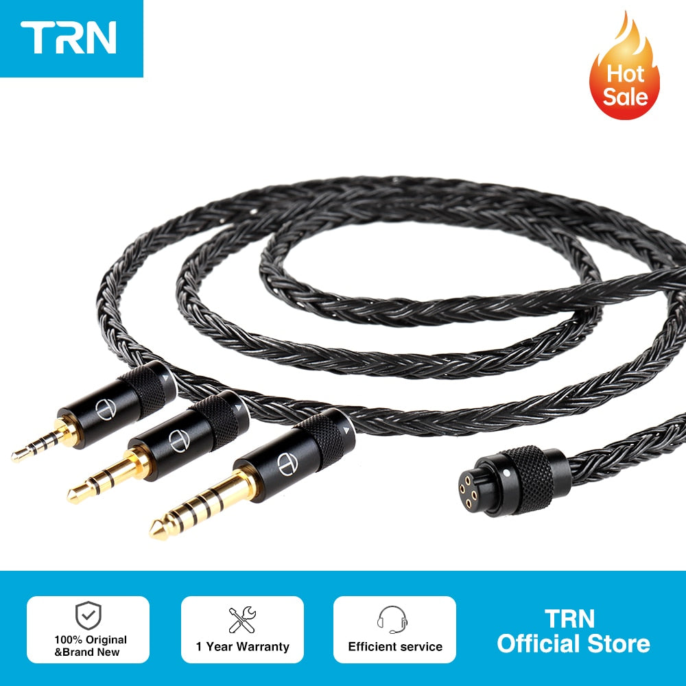 TRN T2 Pro 16 Core Earphones Silver Plated HIFI Upgrade Cable Gray\Black MT4 For TRN Kirin VX pro TA1 Max EMX ST5 For Xiaomi