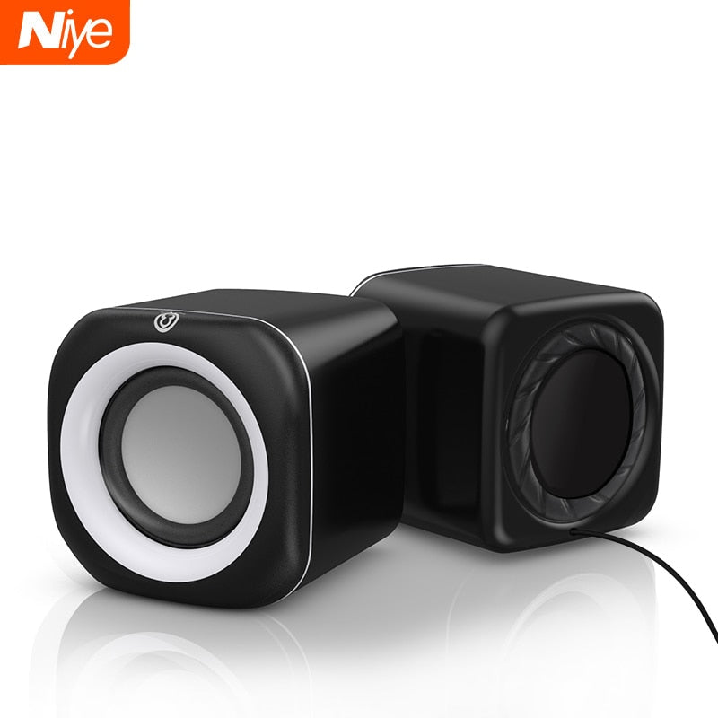 Niye Mini Computer Speakers USB Wired Speakers HIFI Stereo Microphone with LED Light For PC Notebook Not Bluetooth Loudspeakers