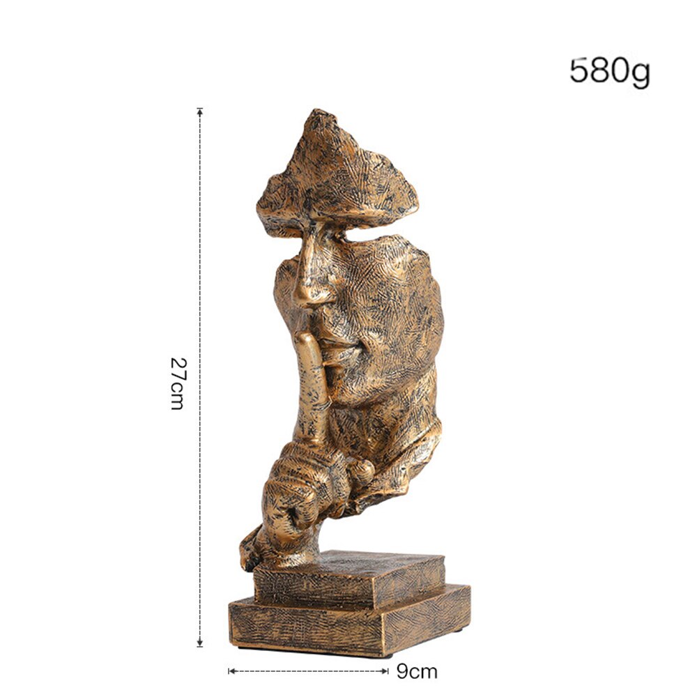 Silence Is Gold Statue Resin Abstract Nordic Sculpture Figurine Home Decoration Modern Art Office TV Desk Housewarming Gift 2020
