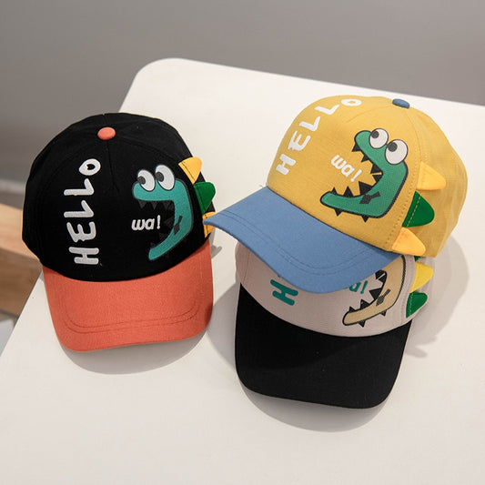 Baby Baseball Cap for Boy Girl Cartoon Dinosaur Children Adjustable Sun Visor Hat Spring Summer Infant Toddler Snapback Hat 1-4Y