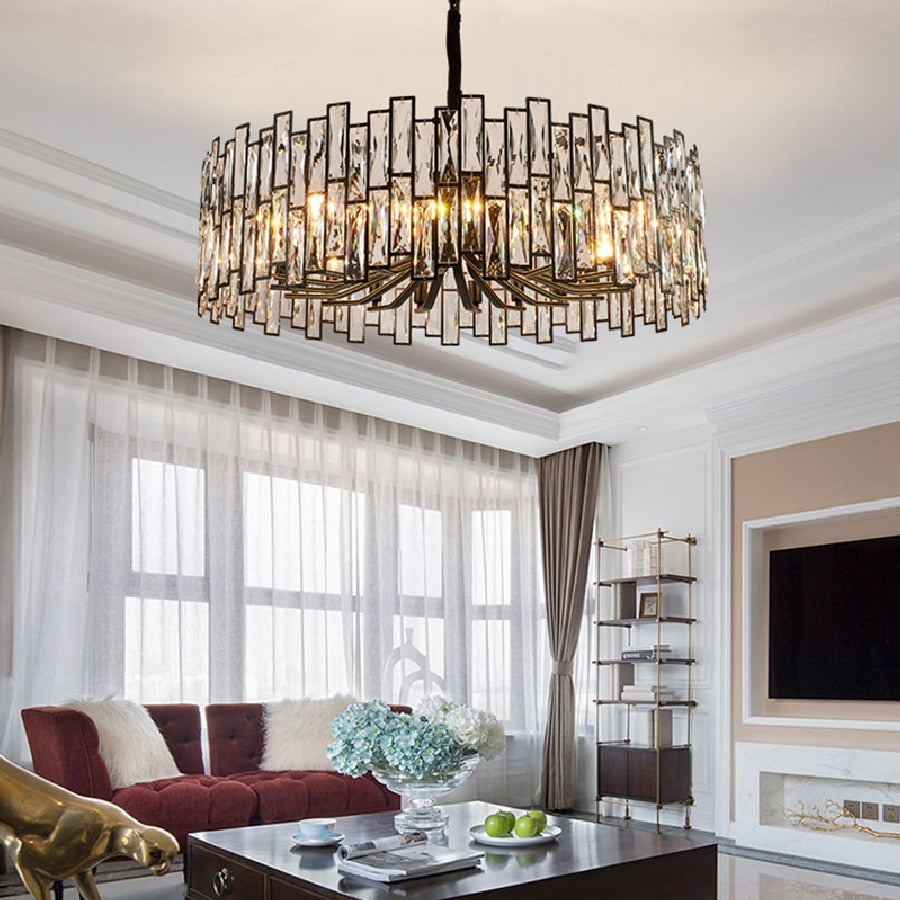 New LED Crystal Chandelier Lamp Luxury Black Lustre Kitchen Island Chandeliers Living Room Dining Home Ceiling Lighting Fixtures