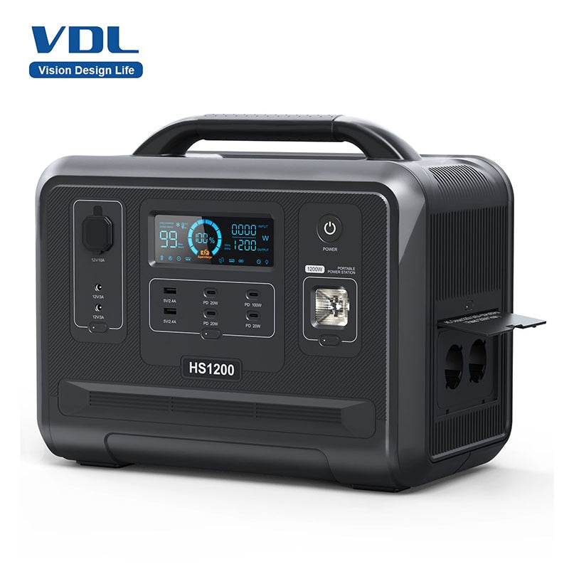 VDL 120V/220V 1200W Power Station Pure Sine Wave 960Wh Portable Outdoor Generator Powering Car Refrigerator TV Drone Laptops