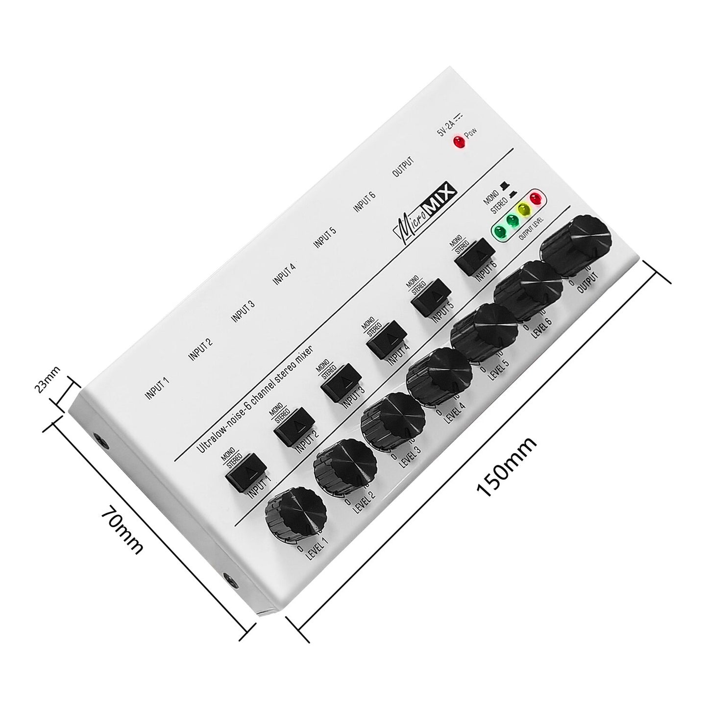 4 6 Channels Stereo Mixer Ultra Low-Noise Sound Mixer Microphone Mixer Audio Mixer Line Mixer USB Powered Mixer for Studio New