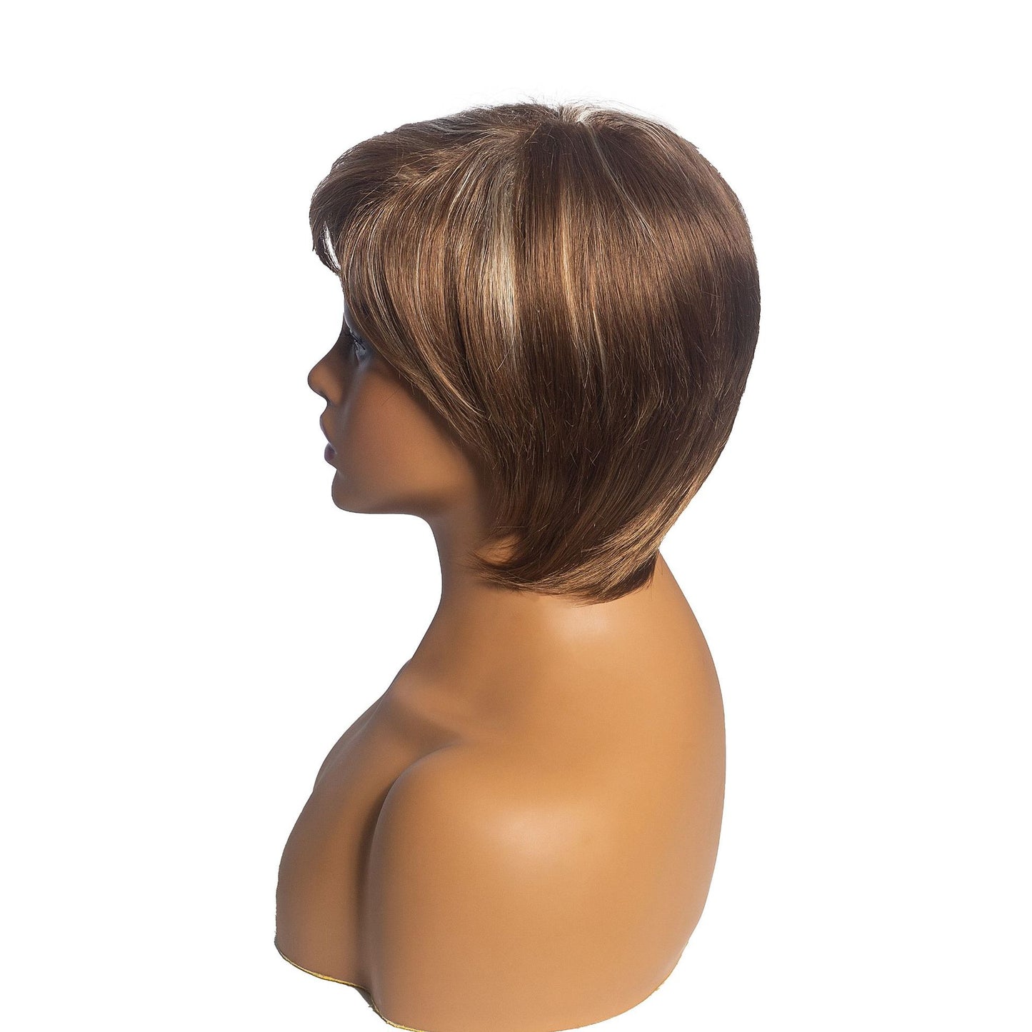 Short Straight Ombre Blonde Wig with Bang for Women Synthetic Natural Hair Wig Dark Roots Heat Resistant Wigs