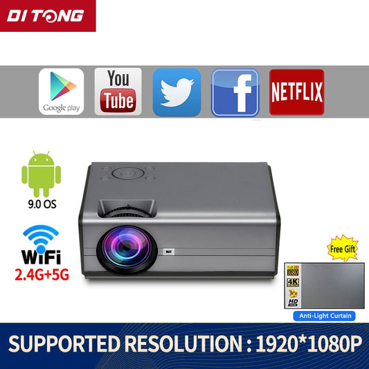 Global Version Ditong  Projector 1080P Mini LED Portable WIFI Full HD Android  4K 1280*720P Keystone Correction For Home Theater