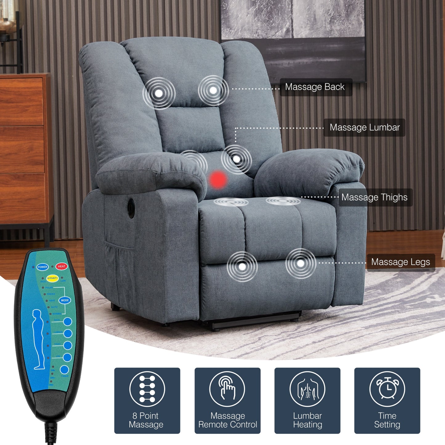 Sofa for Elderly Electric Lift Chair with Heat Vibration Massage Living Room Sofa Chair Recliner Power Armchair Home Furniture
