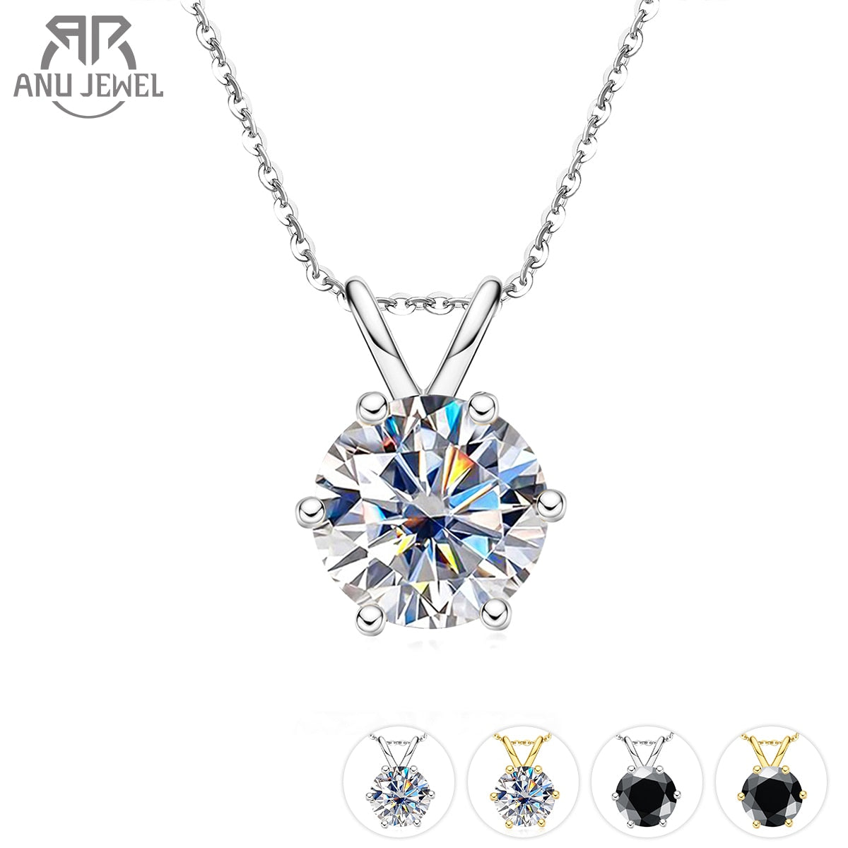 AnuJewel 1ct 3ct 5ct D Color  Moissanite Diamond  Top Quality 18K Gold Plated  Pendant Necklace Fine Jewelry Gifts Wholesale