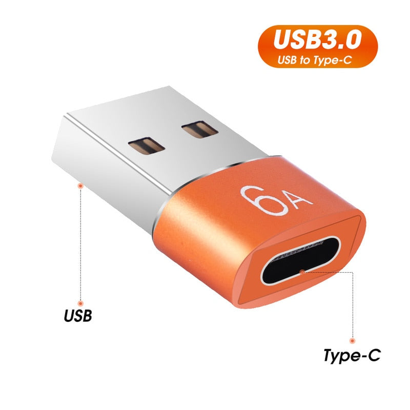 6A USB To Type-C and TypeC to USB OTG Converter USB 3.0 Adapter for Samsung Xiaomi PC MacBook Pro USB C Charging Connector
