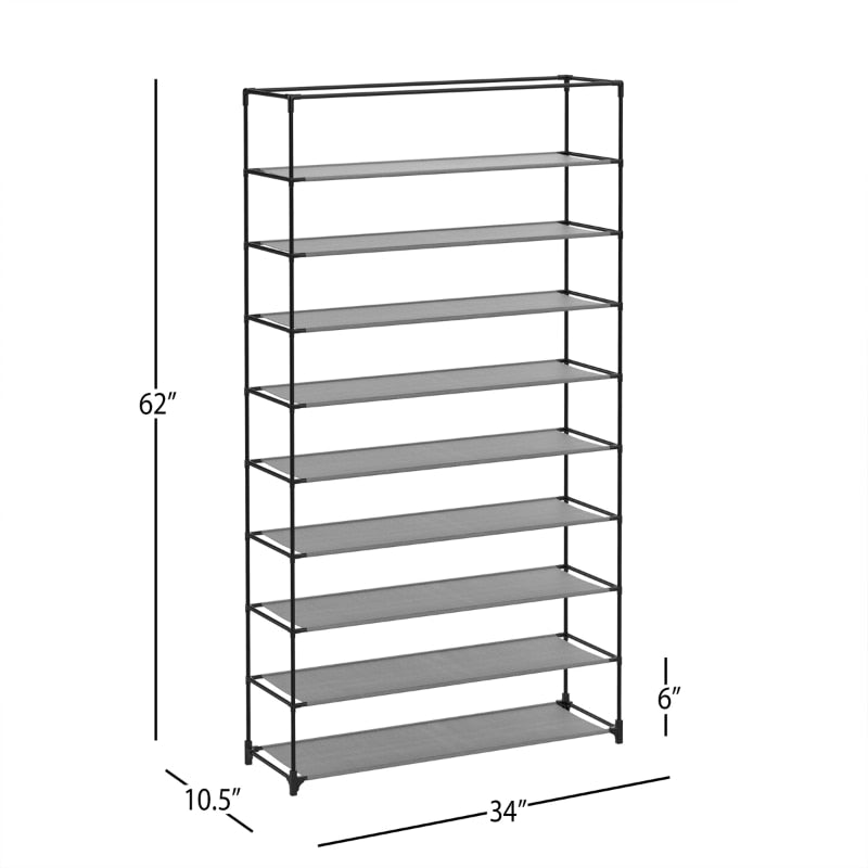 Lavish Home Black Tiered Vertical Shoe Rack Cabinets Metal Shoes Organizers Storage with Dust Cover