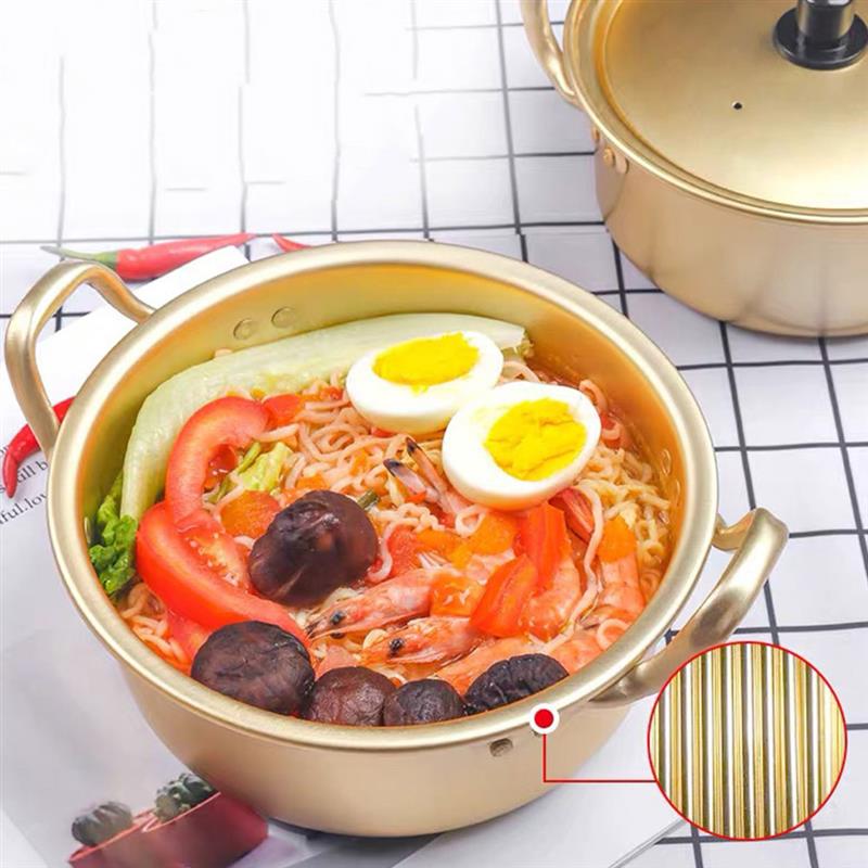 Pot Korean Ramen Noodle Cooker Cooking Hot Instant Soup Stock Aluminum Shabu Lid Stew Stockpot Japanese Ramyun Cookware Pan