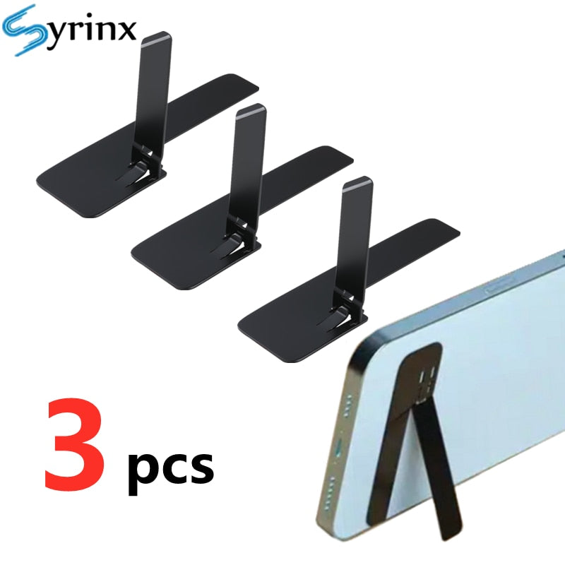 3 in 1 Ultra-Thin Metal Folding Phone Holder Alloy Invisible Back Stick Phone Desktop Holder Portable Mobile Support Phone Stand