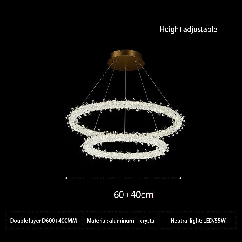 Luxury crystal gold ring led chandelier living room dining room bedroom design ring chandelier home decoration crystal lamp