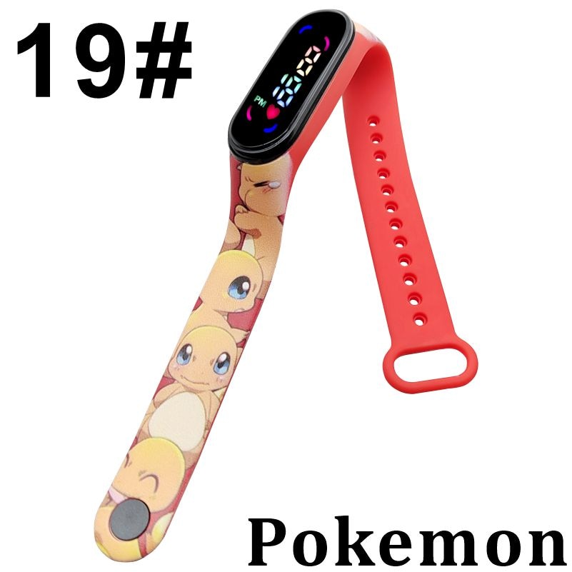 Pokemon Digital Watch Anime Pikachu Squirtle Eevee Charizard Student Silicone LED Watch Kids Puzzle Toys Children Birthday Gifts