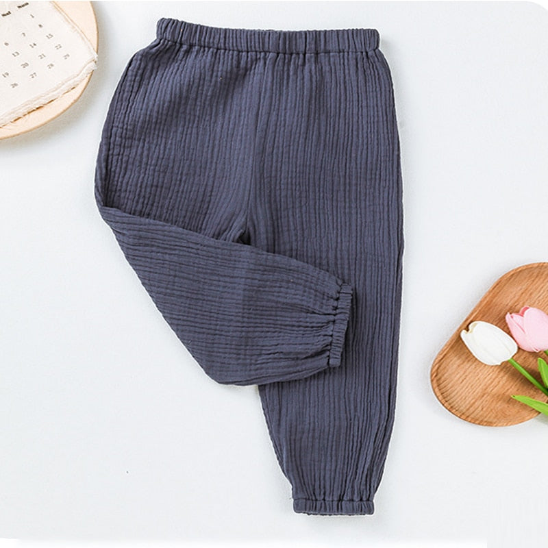Children Summer Pants Loose Korea Style Solid Color Breathable Trousers for Boys Harem Pants Girls Simple Kids Wide Pants