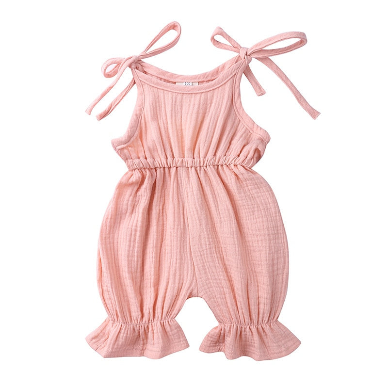 Summer Outfits Baby Girl Clothing Toddler Jumpsuit Fashion Cute Solid Sleeveless Cotton Linen Newborn Rompers Kids Clothes BC019