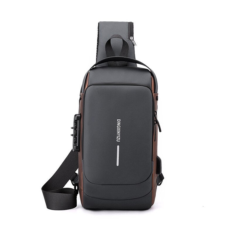 Fashion Shoulder Bag for Men Waterproof USB Man Crossbody Bag Anti-Theft Short Travel Messenger Sling Fashion Designer Chest Bag