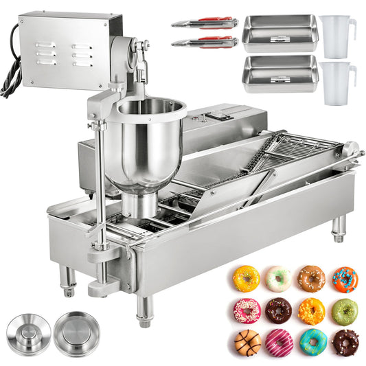 VEVOR Commercial Automatic Donut Making Machine 7L Hopper Stainless Steel Doughnut Maker 3 Sizes Molds Fryer Kitchen Appliances