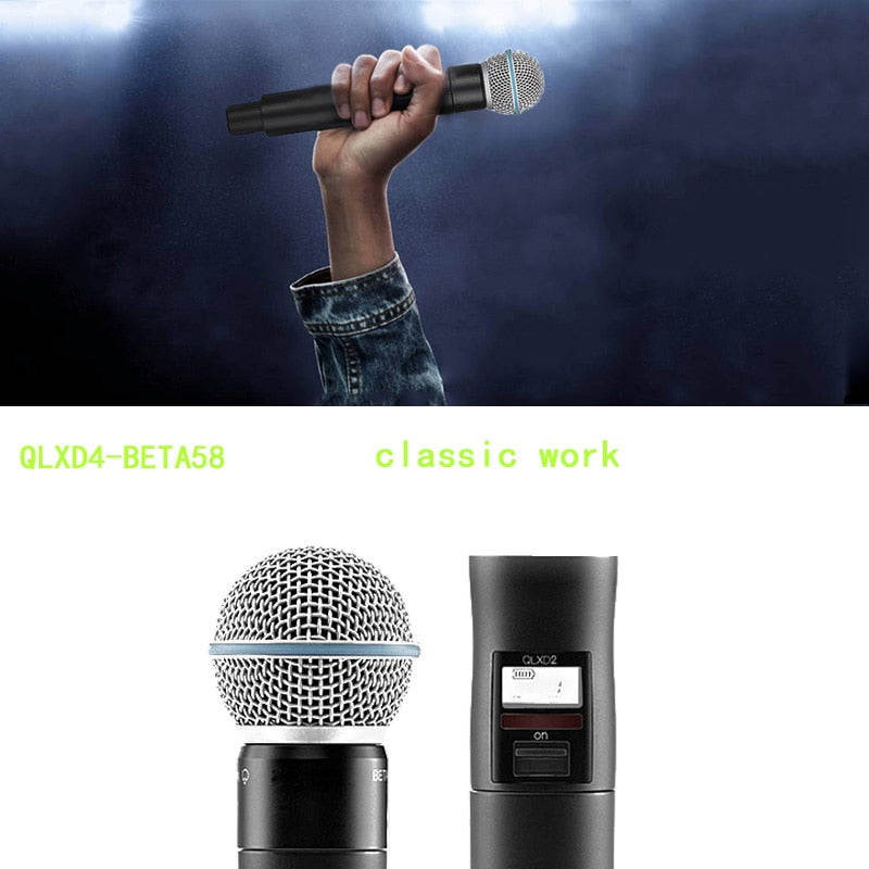 AOJIE QLXD4-beta58 Professional Wireless Microphone System UHF Handheld Microphone Suitable for Large Concert Speech