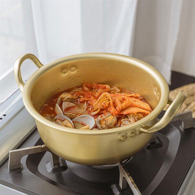 Pot Korean Ramen Noodle Cooker Cooking Hot Instant Soup Stock Aluminum Shabu Lid Stew Stockpot Japanese Ramyun Cookware Pan