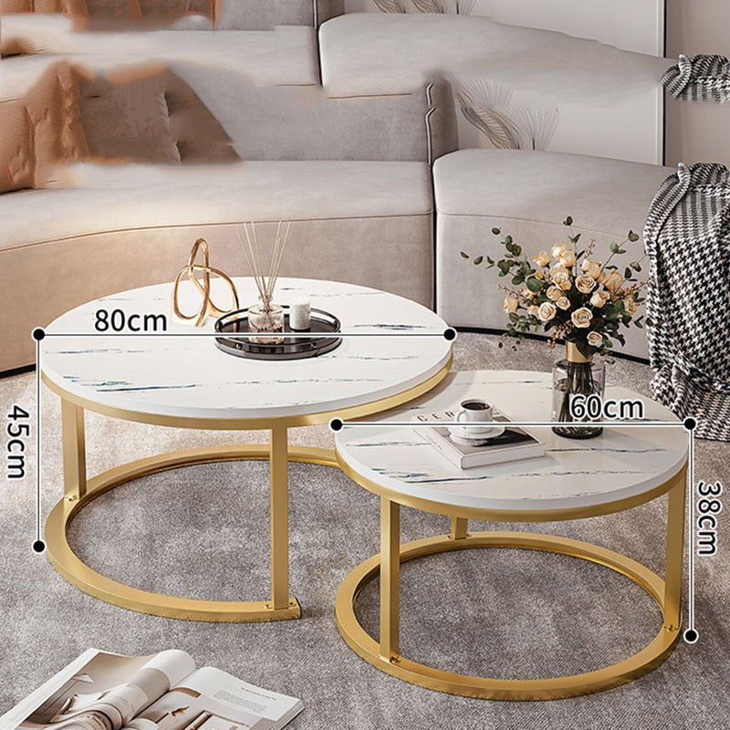 Luxury Coffee Table Decoration Living Room Round Table Tv Unit Furniture Articulos Para El Hogar Minimalist Sofa Side Table