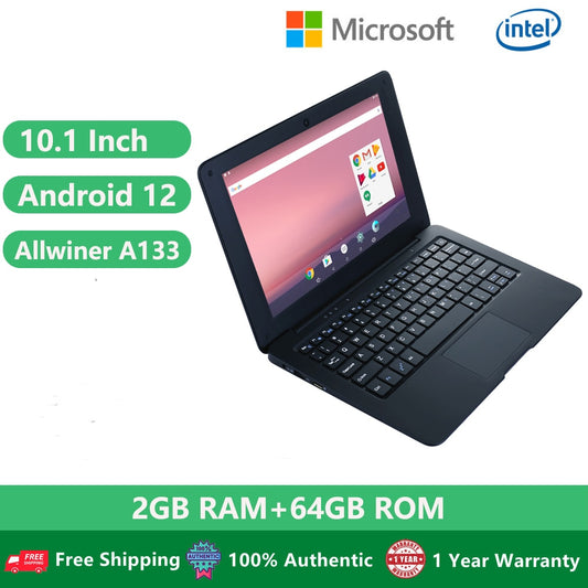 Cheap Student Netbook Laptops  Android 12 10.1 inch  Quad Core 2G RAM 16G 32G SSD Office Computer Small Notebook PC Ultra-Thin