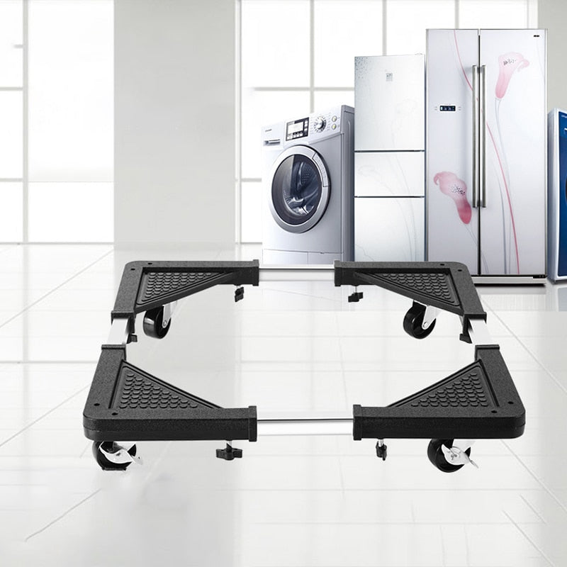 Movable Refrigerator Floor Trolley Fridge Stand Stainless Steel Washing Machine Holder Multi-functional Adjustable Base Rack