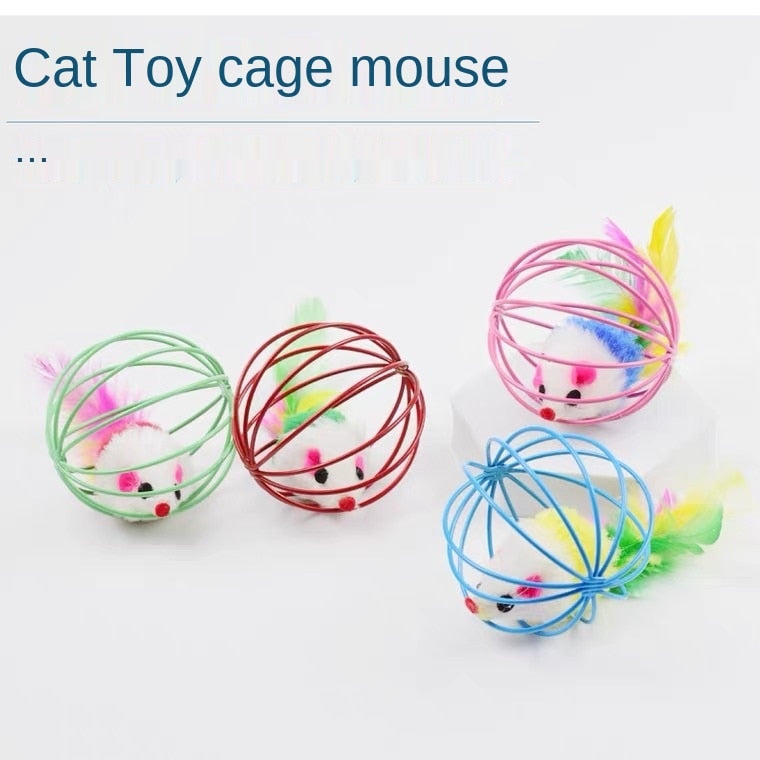 1pc Cat Toys Interactive Mouse Cage Toys Plastic Artificial Colorful Cat Teaser Toy Pet Supplies Cat  Accessories Kitten Toys