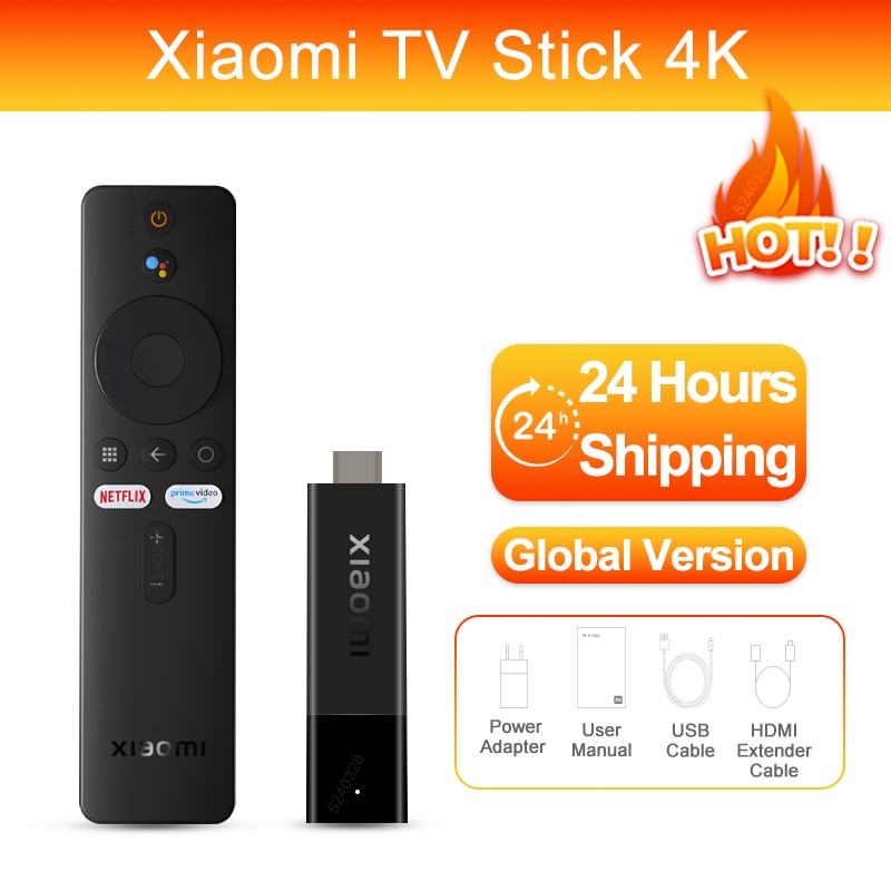 Xiaomi Mi TV Stick 4K Global Version Android TV11 Quad-core 2GB 8GB Bluetooth5.2 Wifi Dongle Google Assistant Netflix Chromecast