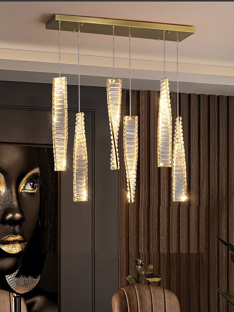 New Chandelier For Dining Room Light Luxury Crystal Chandelier Modern Bar Dining Room Long One-word Dining Table Pendant Light