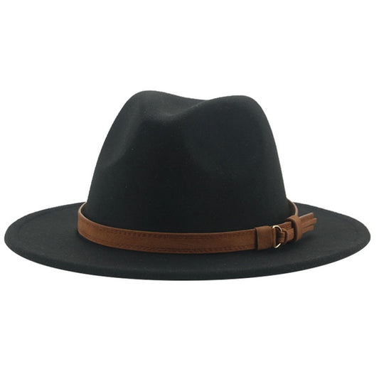 Fedora Hats for Women Men Wide Brim Solid Women Hats Band Belt Classic Formal Dress Khaki Black Winter Hats Sombreros De Mujer