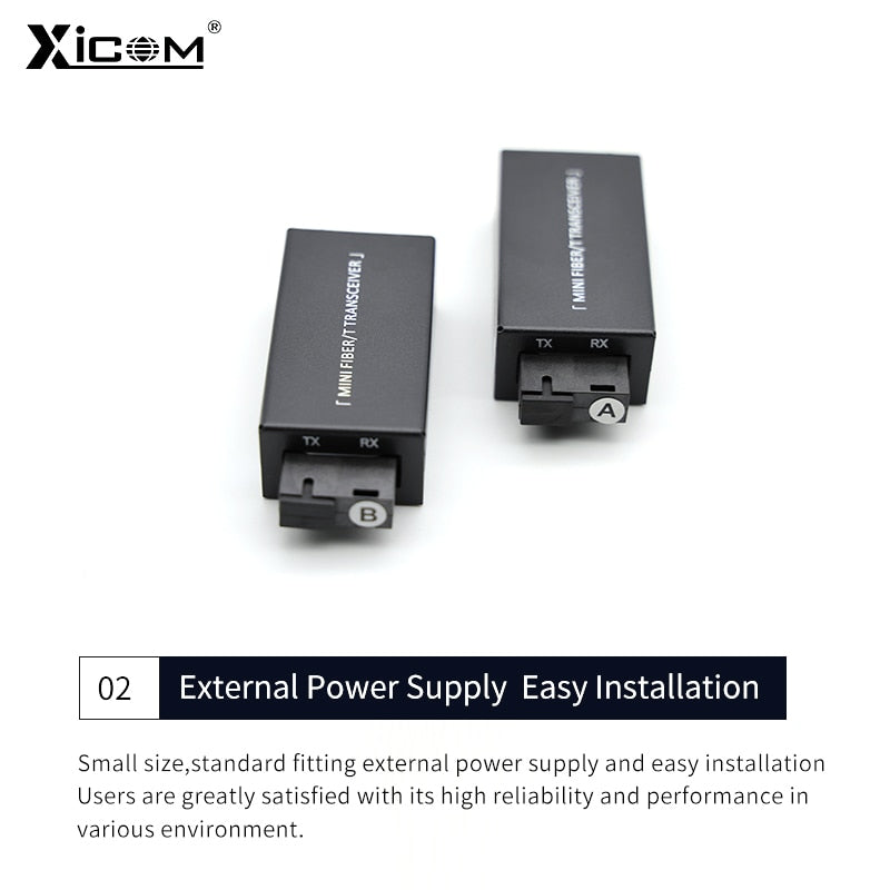 1 Pair Gigabit 100/1000M A/B SC Ethernet Fiber Switch Media Converter Rj45 Optic Transceiver 20KM fibra Switch with Power Supply
