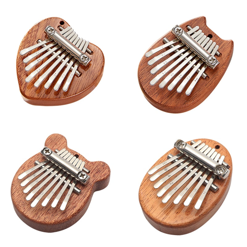 8 Key Mini Kalimba Thumb Piano Wood Metals Small Musical Instrument Pendant Mbira Gift For Adult Kids Beginner Learning