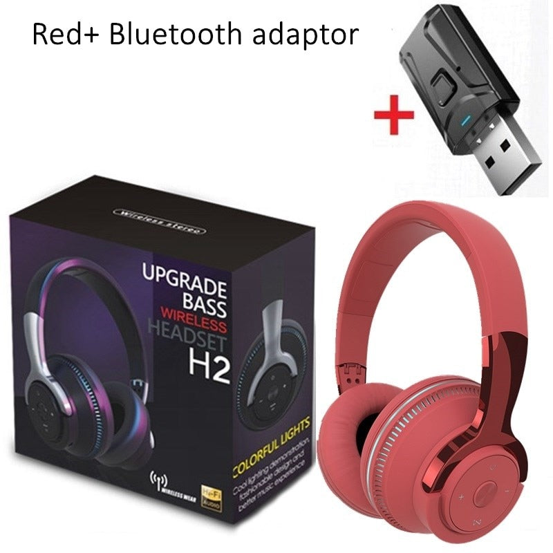 Tv Bluetooth Headphones Wireless Headphon with Mic USB Adaptor Headset Noise Canceling Stereo Foldable Bass for TV Earphone