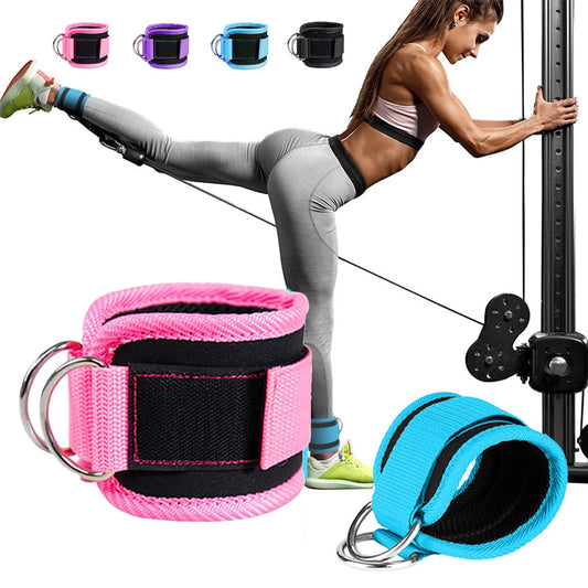 1Pair Fitness Ankle Straps Leg Exercises Adjustable D-Ring Ankle Cuffs Gym Workouts Glutes Legs Strength Sports Feet Guard