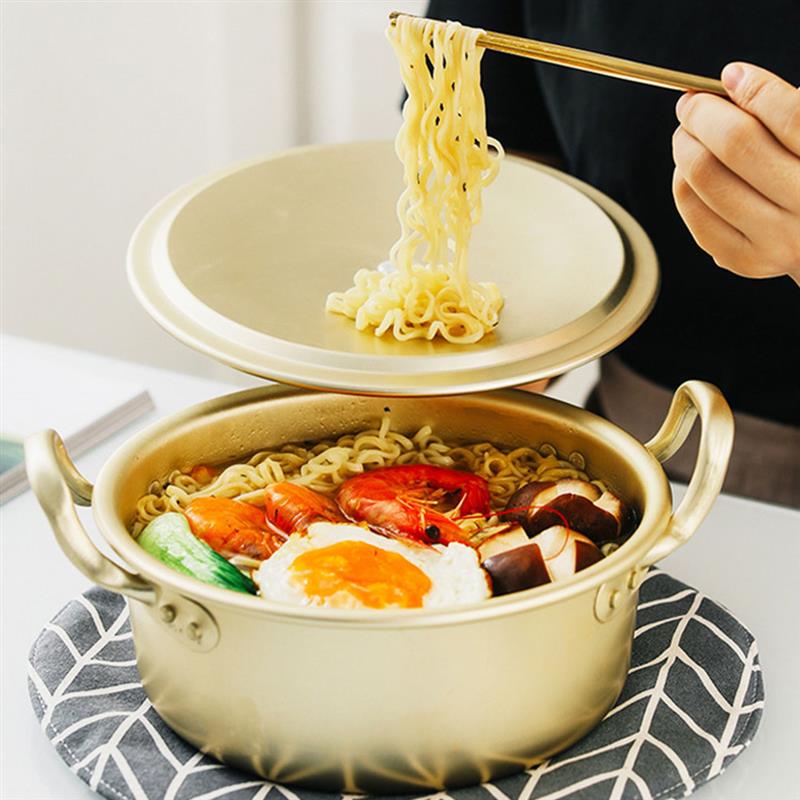 Pot Korean Ramen Noodle Cooker Cooking Hot Instant Soup Stock Aluminum Shabu Lid Stew Stockpot Japanese Ramyun Cookware Pan