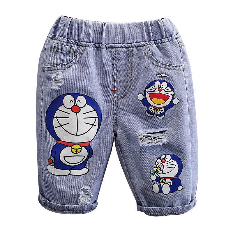 2022 summer children&#39;s Pants Dora A Jeans Baby Girl Clothes Kids Boy cartoon denim shorts boy&#39;s Jeans 2-7 Fashion child Clothing