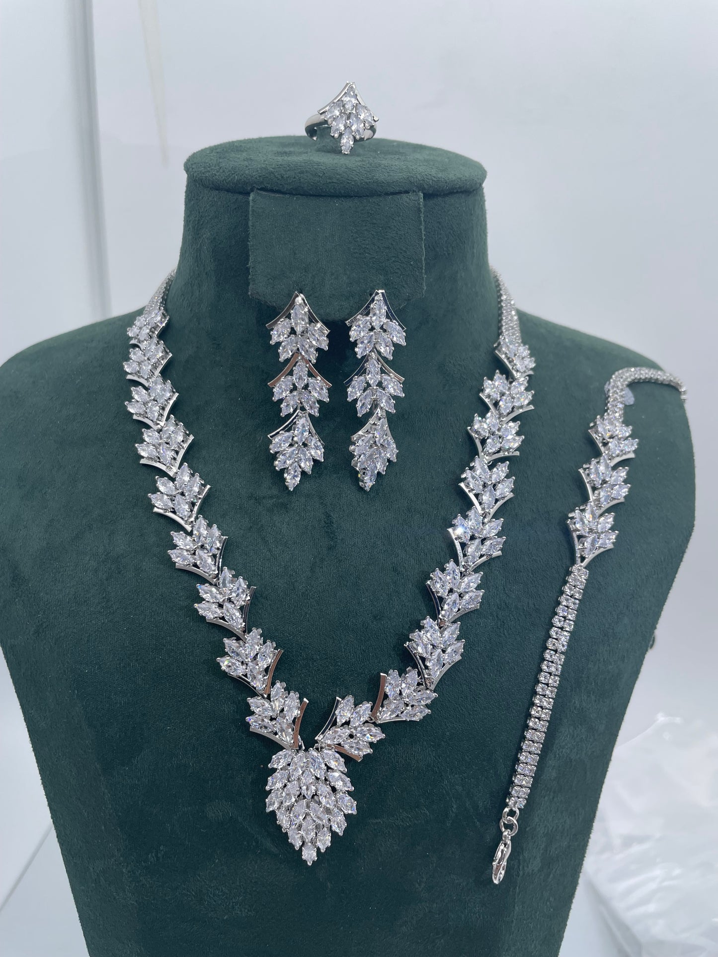 Janekelly 4pcs Bridal Zirconia Full Jewelry Sets For Women Party, Luxury Dubai Nigeria CZ Crystal Wedding Jewelry Sets